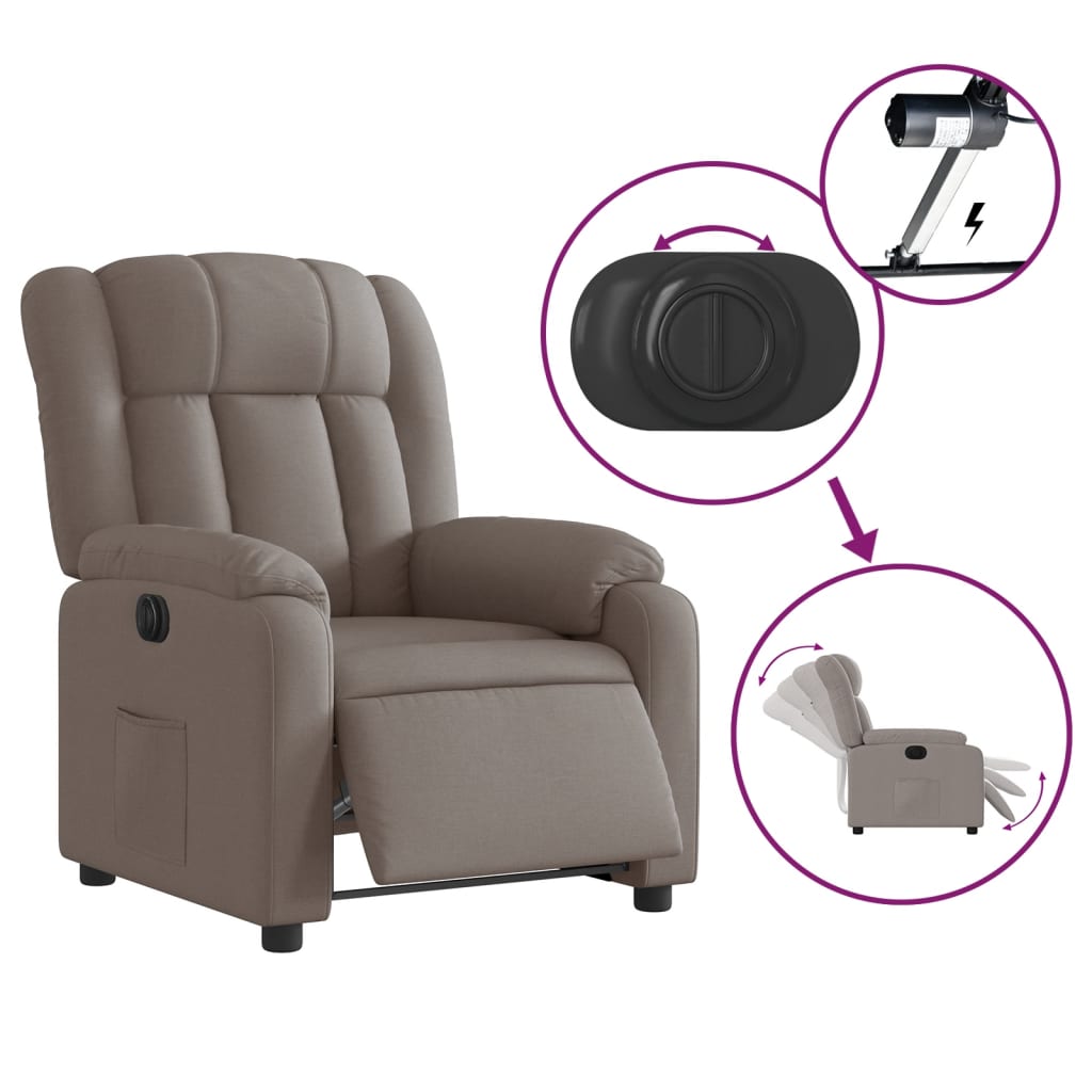 Fauteuil verstelbaar elektrisch stof taupe is nu te koop bij PeponiXL, paradijselijk wonen!