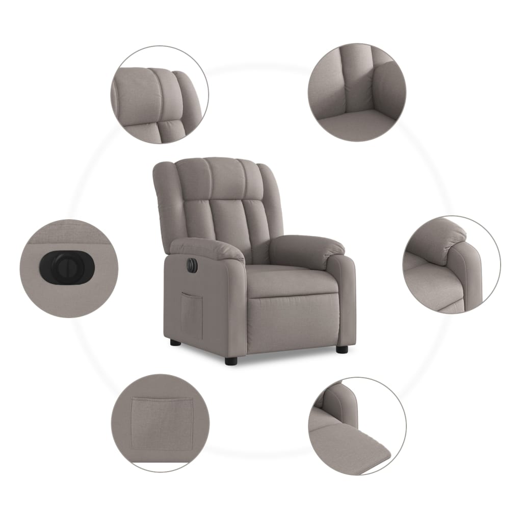 Fauteuil verstelbaar elektrisch stof taupe is nu te koop bij PeponiXL, paradijselijk wonen!