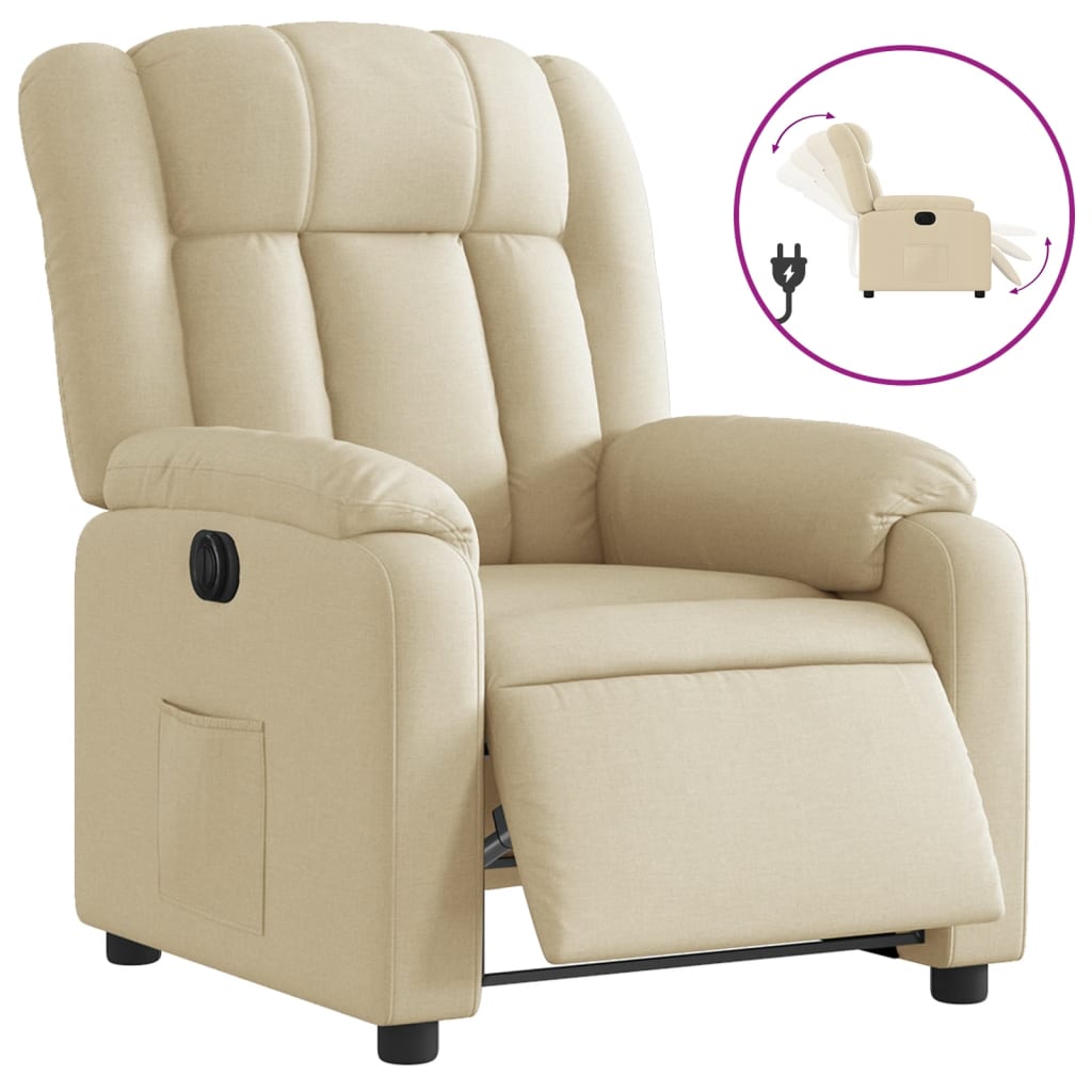 Fauteuil verstelbaar elektrisch stof crèmekleurig is nu te koop bij PeponiXL, paradijselijk wonen!