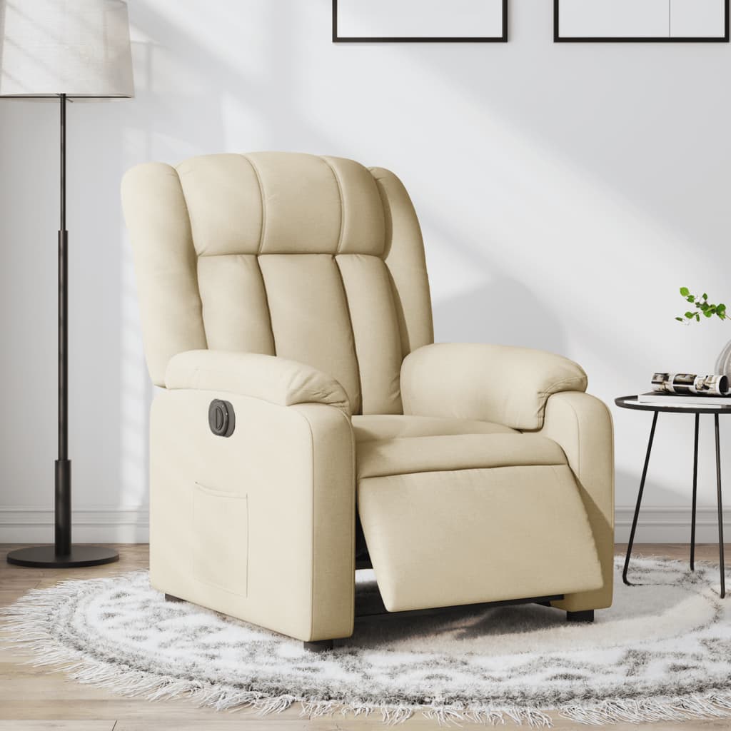 Fauteuil verstelbaar elektrisch stof crèmekleurig is nu te koop bij PeponiXL, paradijselijk wonen!