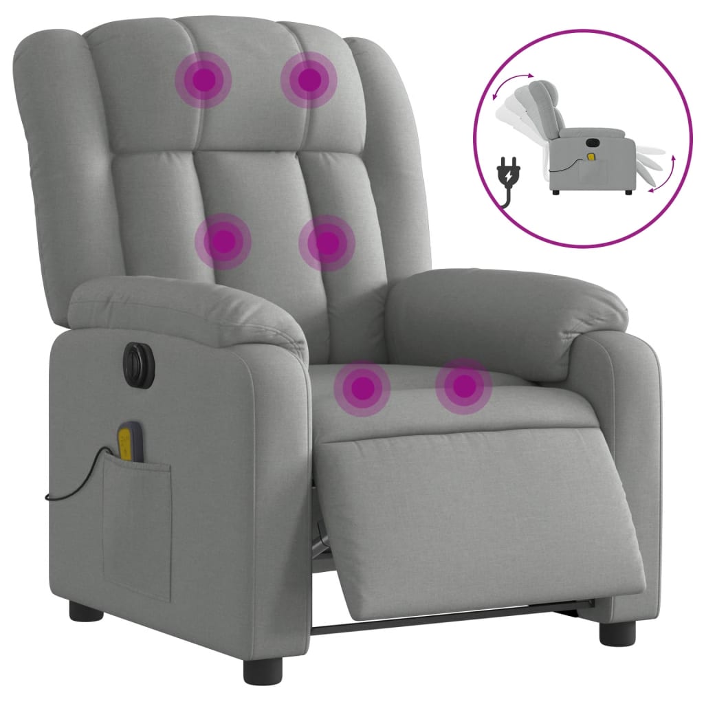 Massagestoel elektrisch verstelbaar stof lichtgrijs is nu te koop bij PeponiXL, paradijselijk wonen!