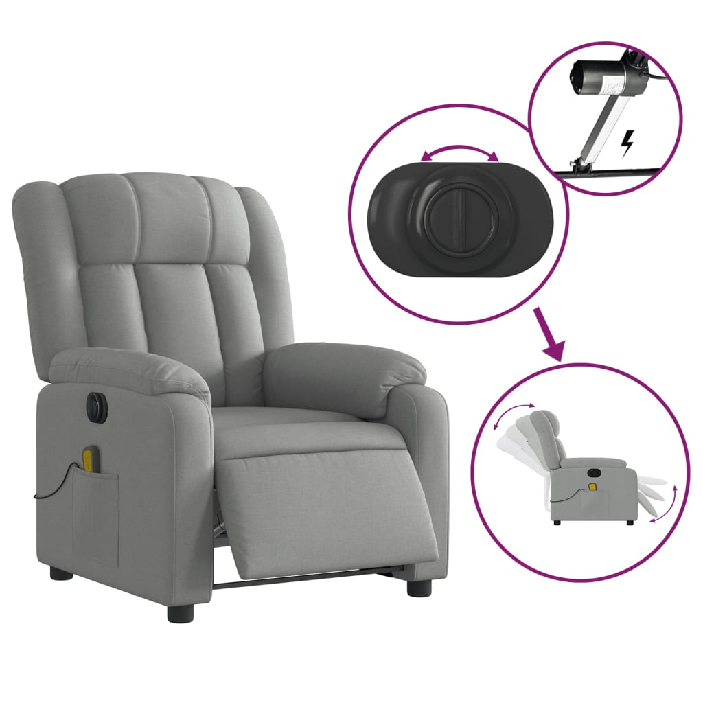 Massagestoel elektrisch verstelbaar stof lichtgrijs is nu te koop bij PeponiXL, paradijselijk wonen!