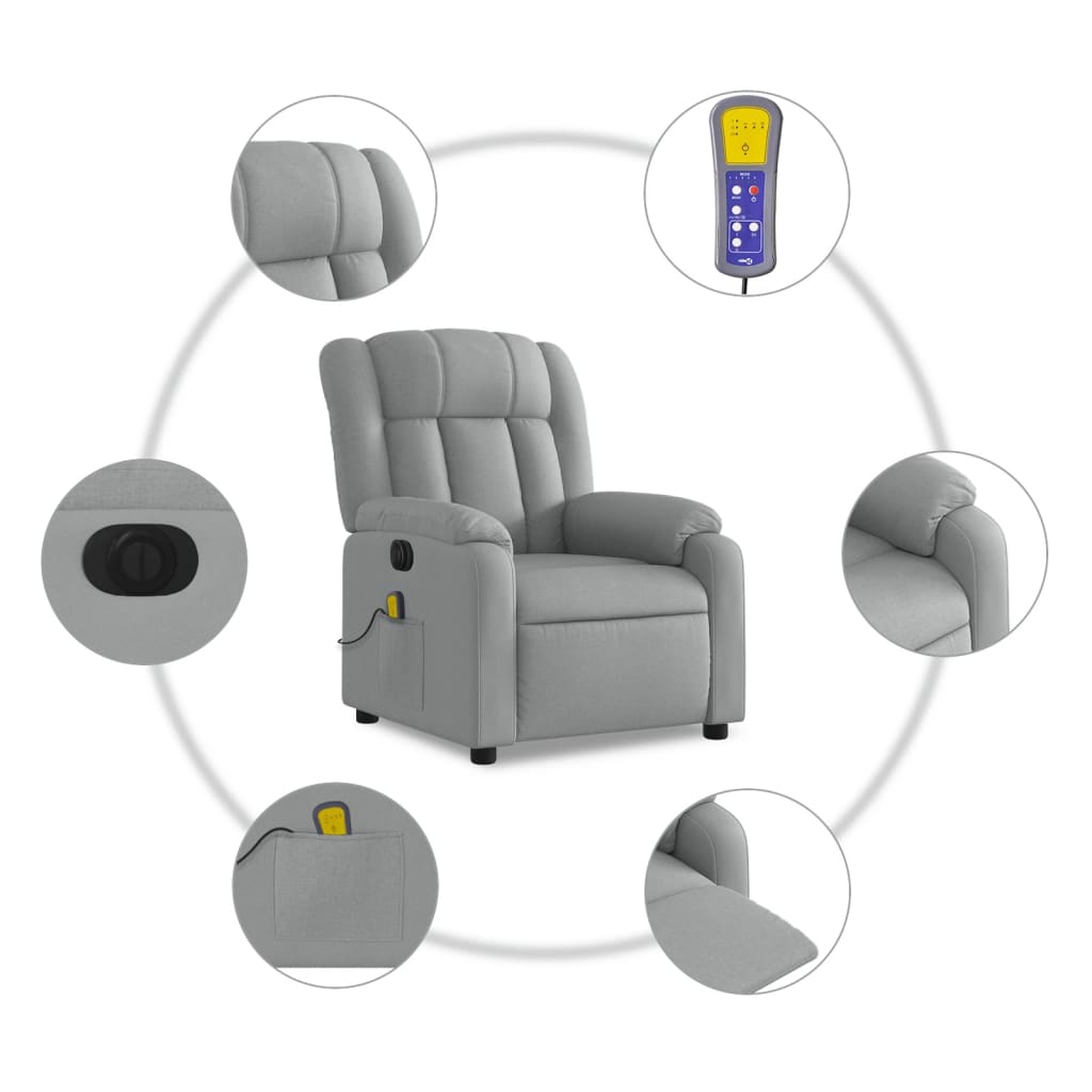 Massagestoel elektrisch verstelbaar stof lichtgrijs is nu te koop bij PeponiXL, paradijselijk wonen!