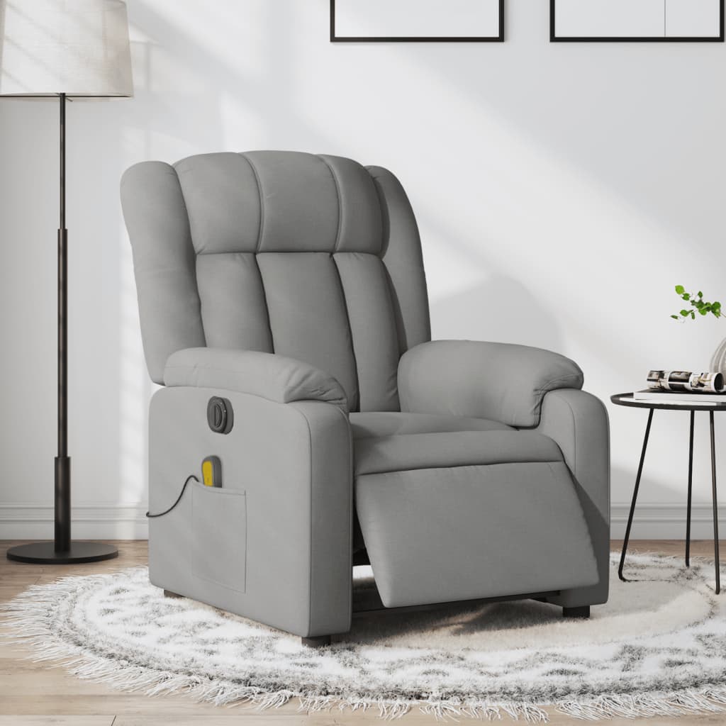 Massagestoel elektrisch verstelbaar stof lichtgrijs is nu te koop bij PeponiXL, paradijselijk wonen!