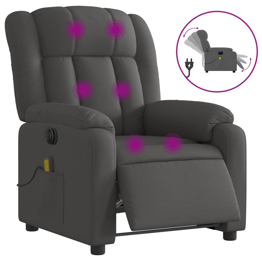 Massagestoel elektrisch verstelbaar stof donkergrijs is nu te koop bij PeponiXL, paradijselijk wonen!