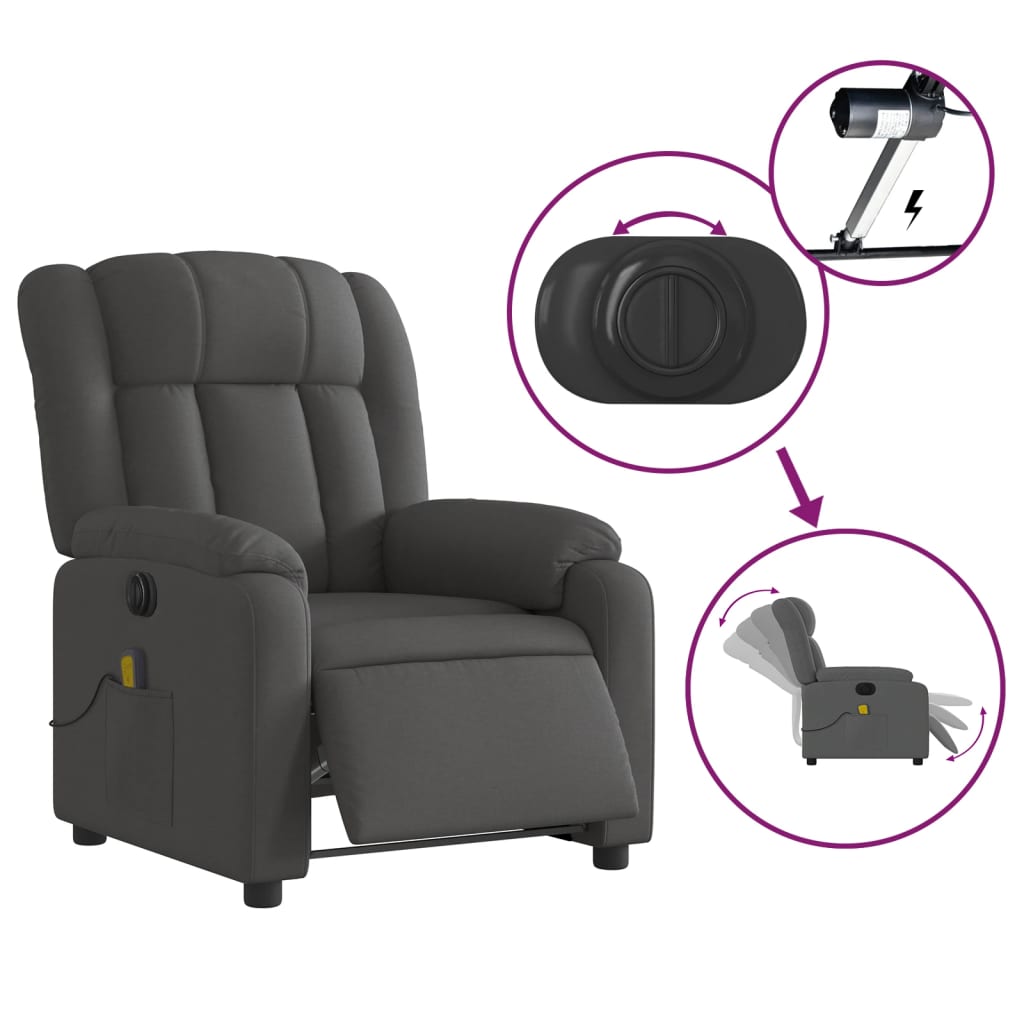 Massagestoel elektrisch verstelbaar stof donkergrijs is nu te koop bij PeponiXL, paradijselijk wonen!