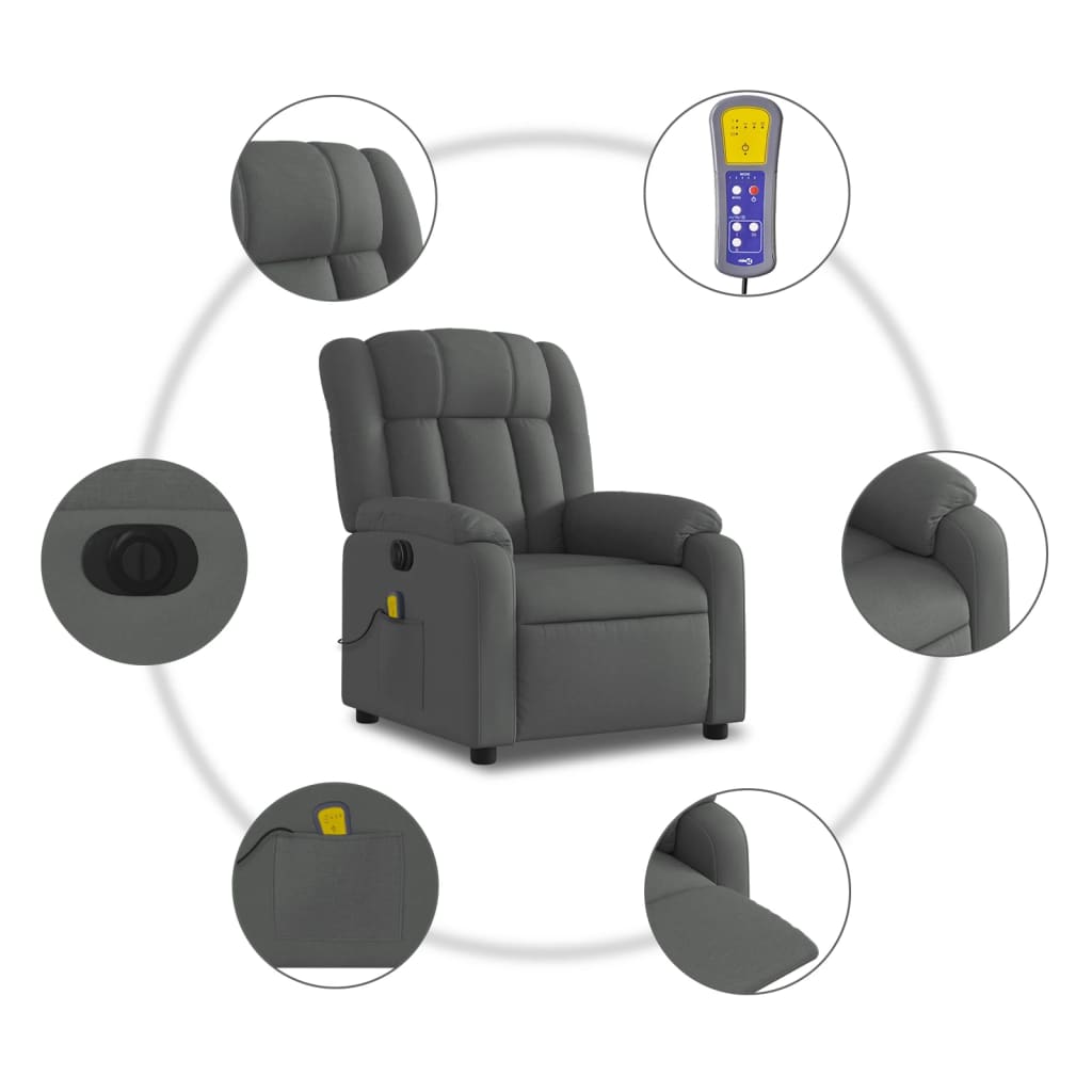 Massagestoel elektrisch verstelbaar stof donkergrijs is nu te koop bij PeponiXL, paradijselijk wonen!