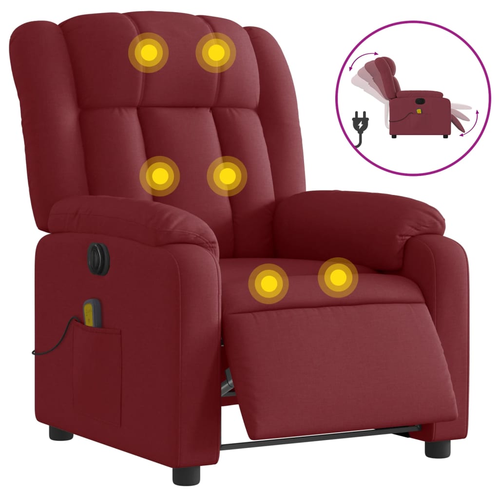 Massagestoel elektrisch verstelbaar stof wijnrood is nu te koop bij PeponiXL, paradijselijk wonen!