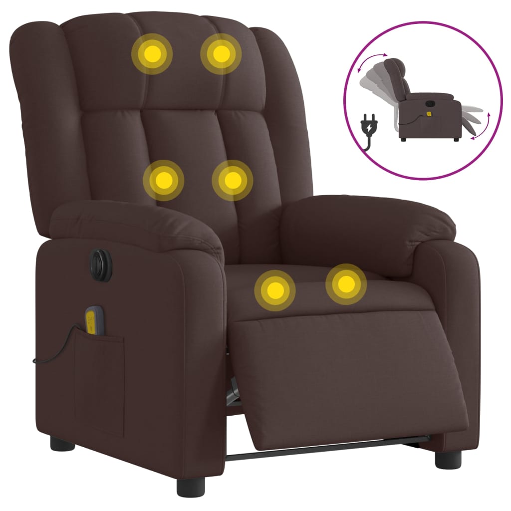 Massagestoel elektrisch verstelbaar stof donkerbruin is nu te koop bij PeponiXL, paradijselijk wonen!