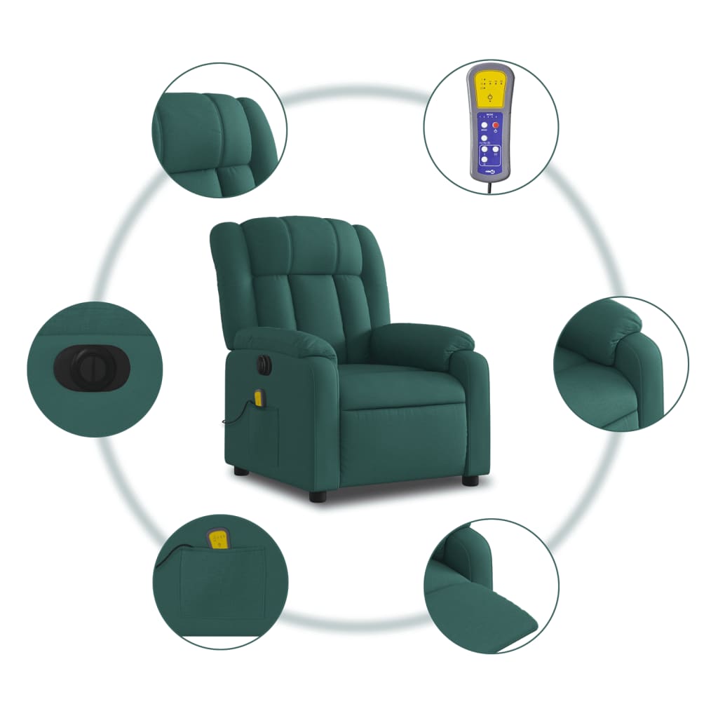 Massagestoel elektrisch verstelbaar stof donkergroen is nu te koop bij PeponiXL, paradijselijk wonen!