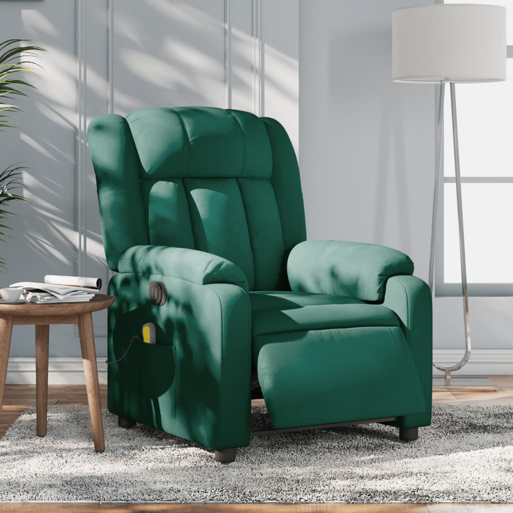Massagestoel elektrisch verstelbaar stof donkergroen is nu te koop bij PeponiXL, paradijselijk wonen!