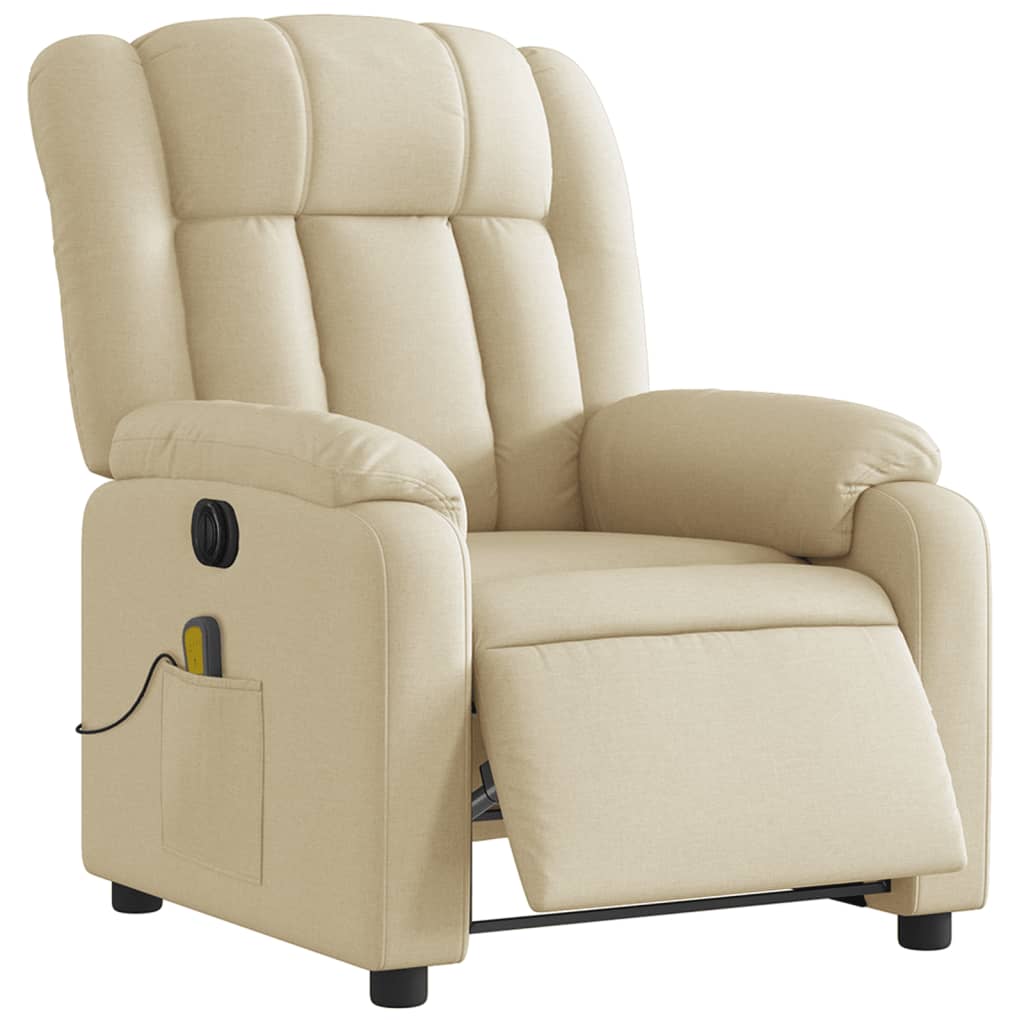Massagestoel elektrisch verstelbaar stof crèmekleurig is nu te koop bij PeponiXL, paradijselijk wonen!