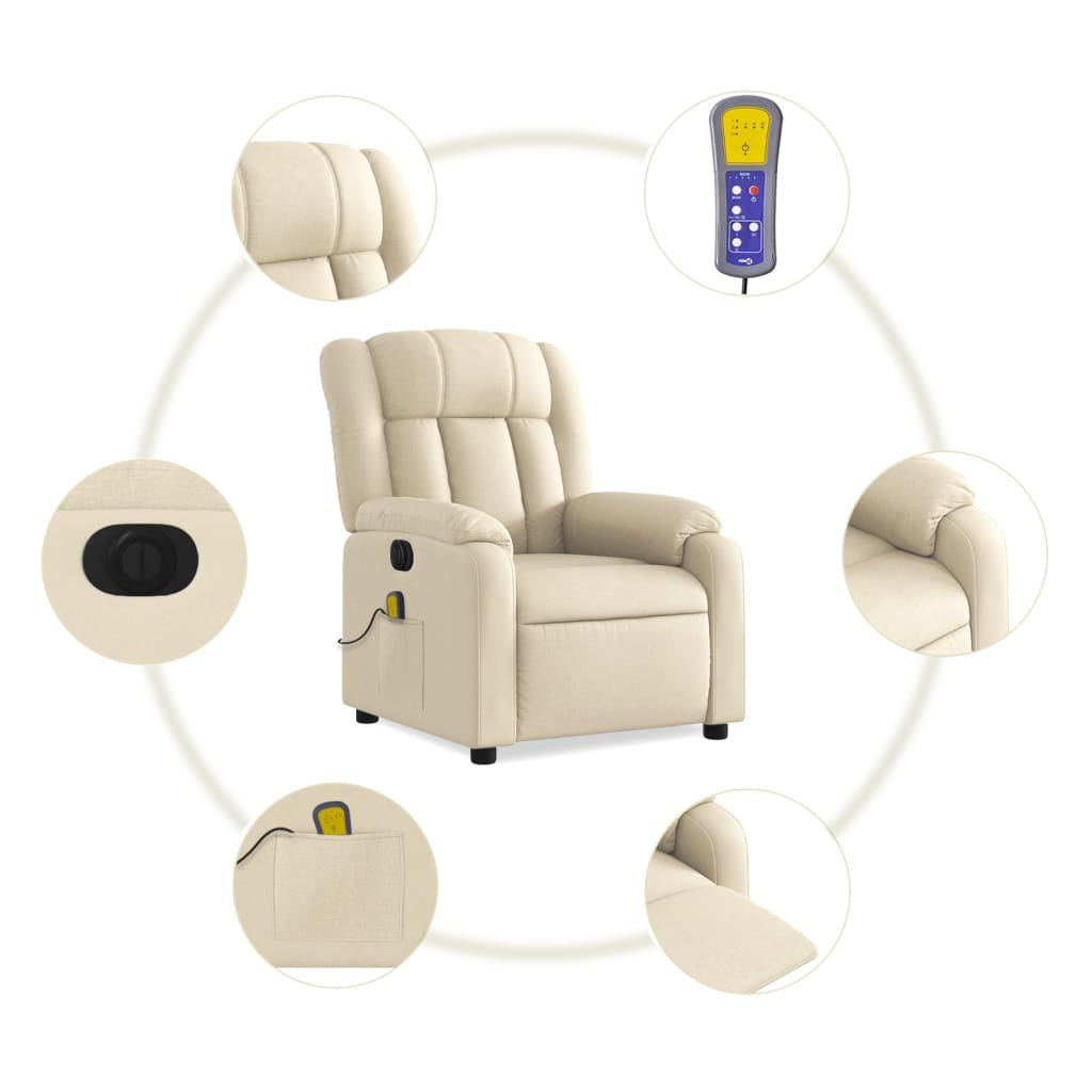 Massagestoel elektrisch verstelbaar stof crèmekleurig is nu te koop bij PeponiXL, paradijselijk wonen!