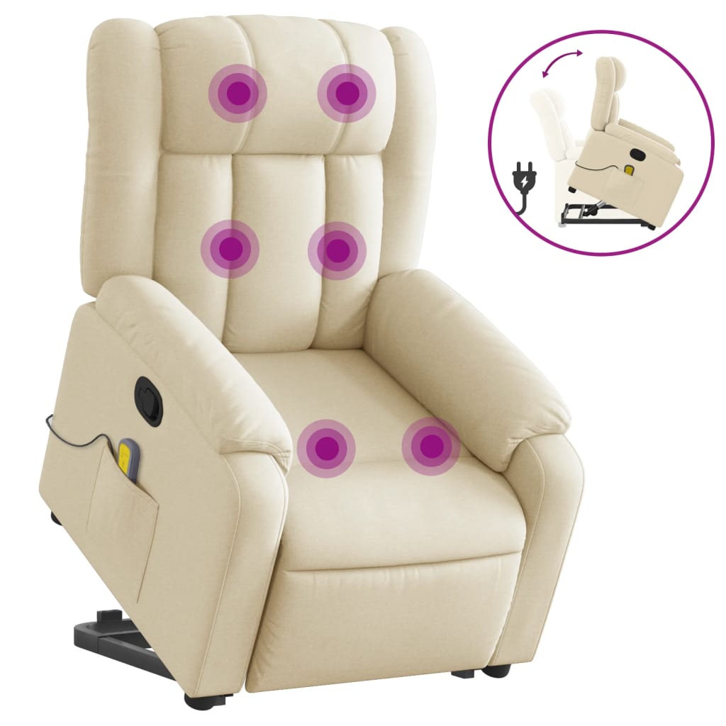 Sta-op-massagestoel verstelbaar stof crèmekleurig is nu te koop bij PeponiXL, paradijselijk wonen!