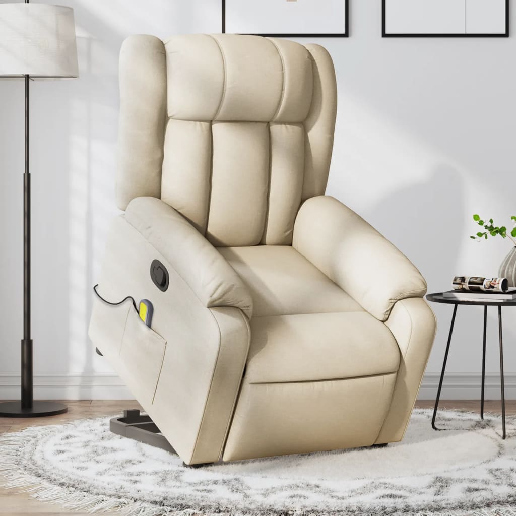 Sta-op-massagestoel verstelbaar stof crèmekleurig is nu te koop bij PeponiXL, paradijselijk wonen!