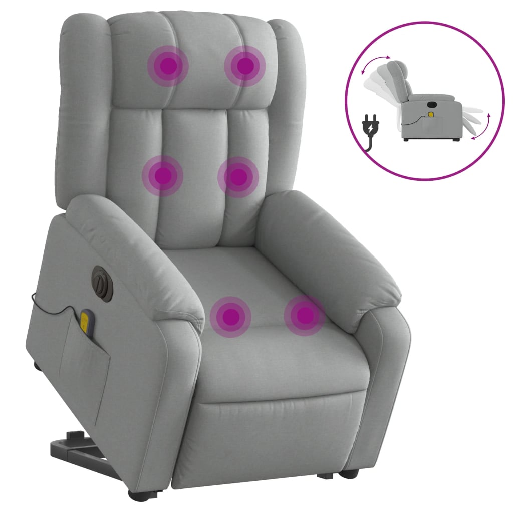 Sta-op-massagestoel elektrisch verstelbaar stof lichtgrijs is nu te koop bij PeponiXL, paradijselijk wonen!