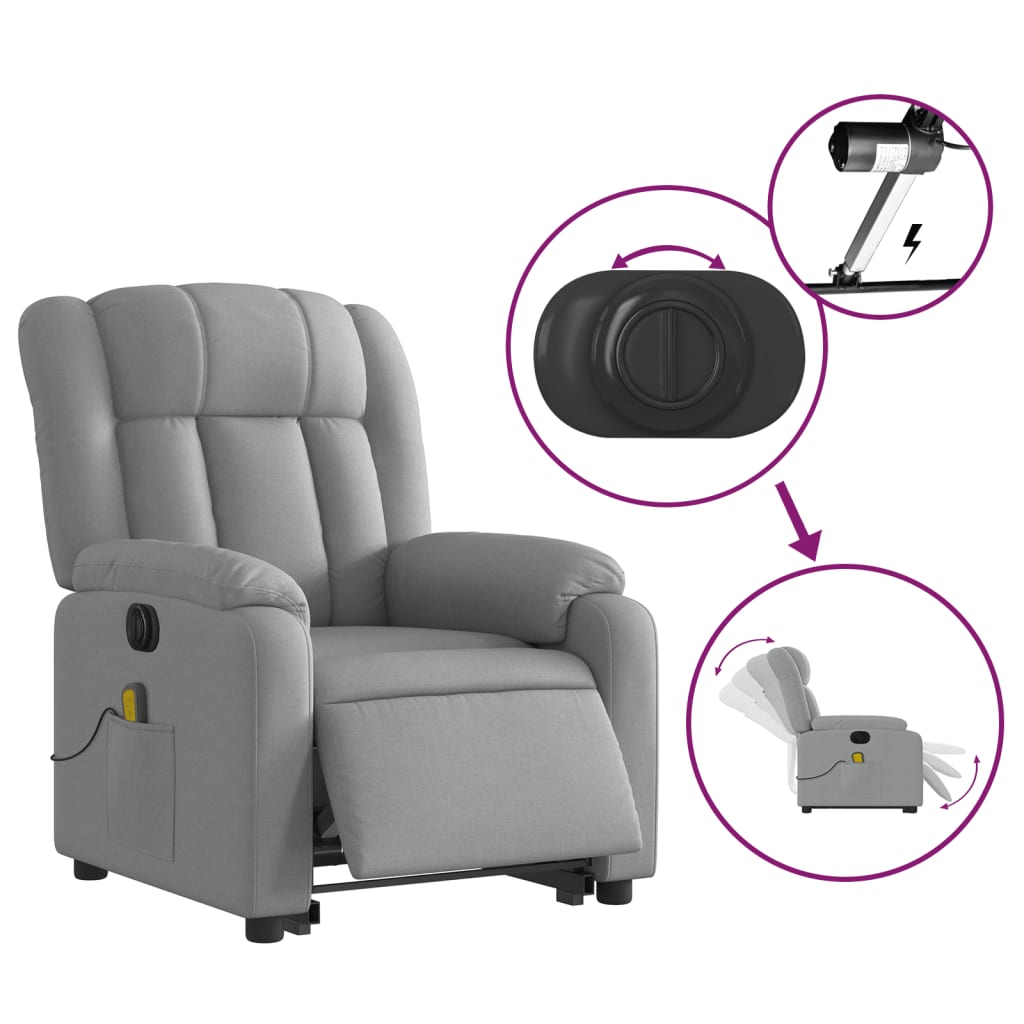 Sta-op-massagestoel elektrisch verstelbaar stof lichtgrijs is nu te koop bij PeponiXL, paradijselijk wonen!
