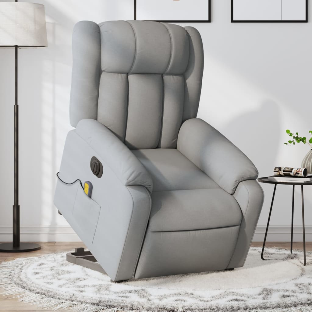 Sta-op-massagestoel elektrisch verstelbaar stof lichtgrijs is nu te koop bij PeponiXL, paradijselijk wonen!
