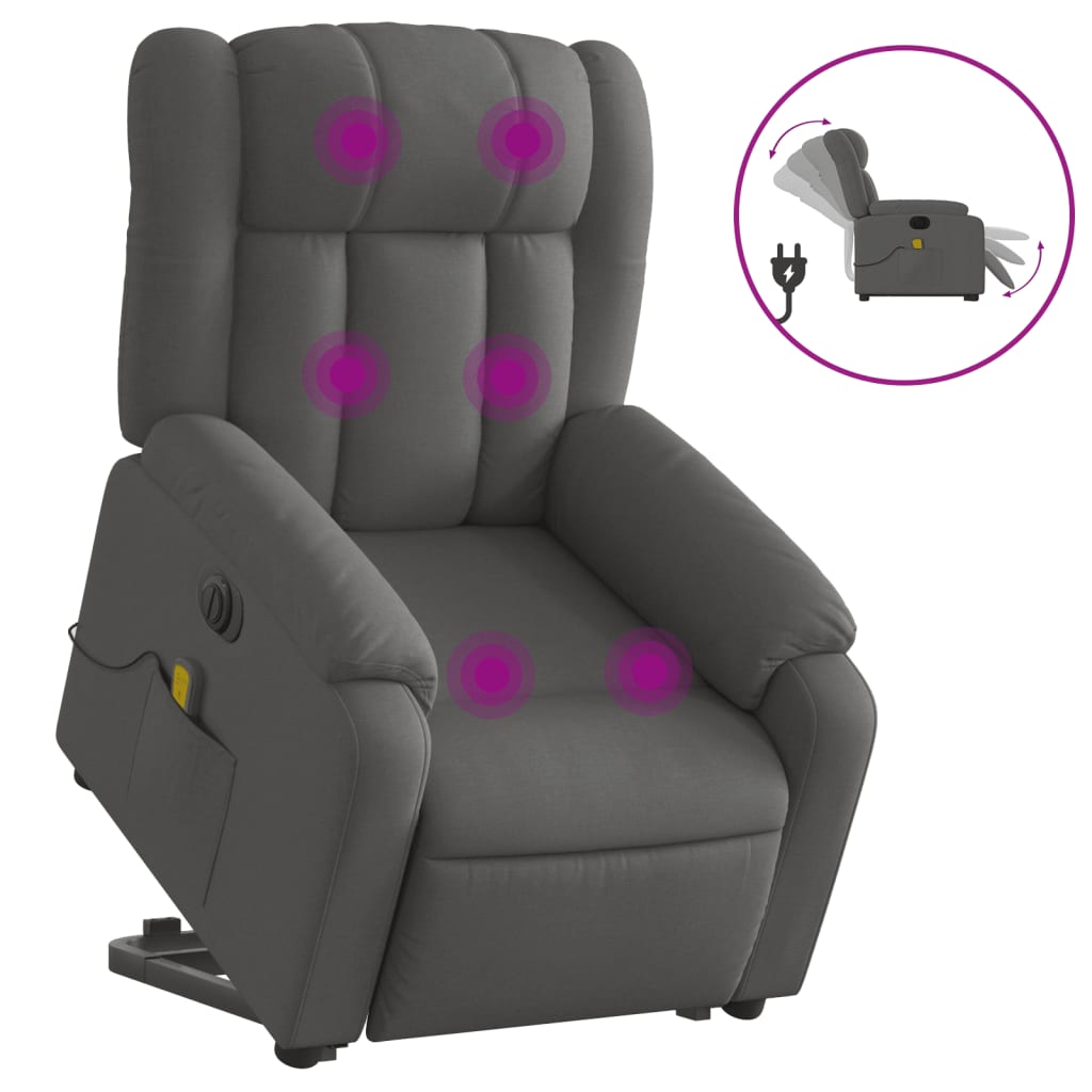 Sta-op-massagestoel elektrisch verstelbaar stof donkergrijs is nu te koop bij PeponiXL, paradijselijk wonen!