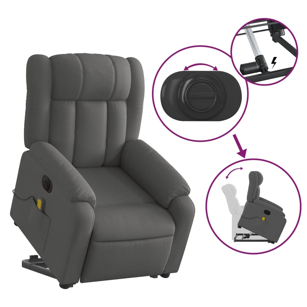 Sta-op-massagestoel elektrisch verstelbaar stof donkergrijs is nu te koop bij PeponiXL, paradijselijk wonen!