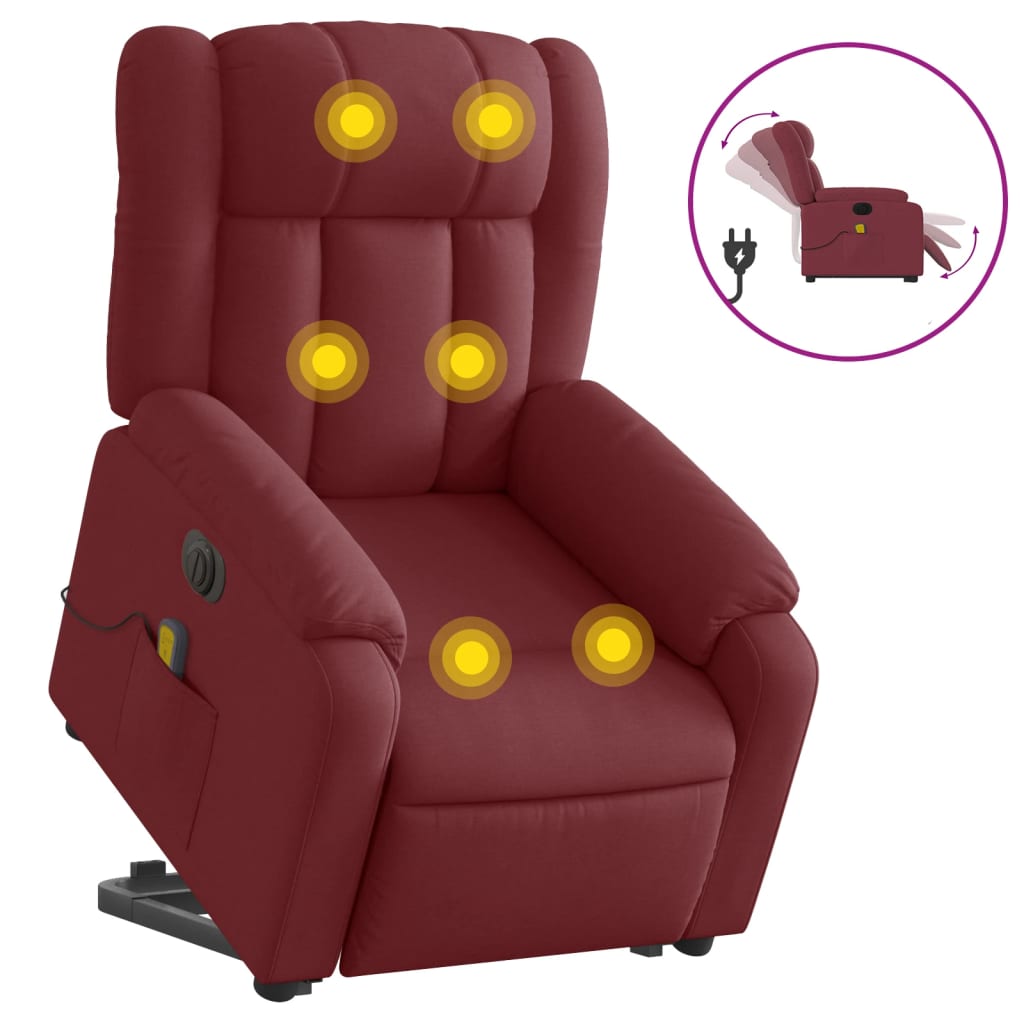 Sta-op-massagestoel elektrisch verstelbaar stof wijnrood is nu te koop bij PeponiXL, paradijselijk wonen!