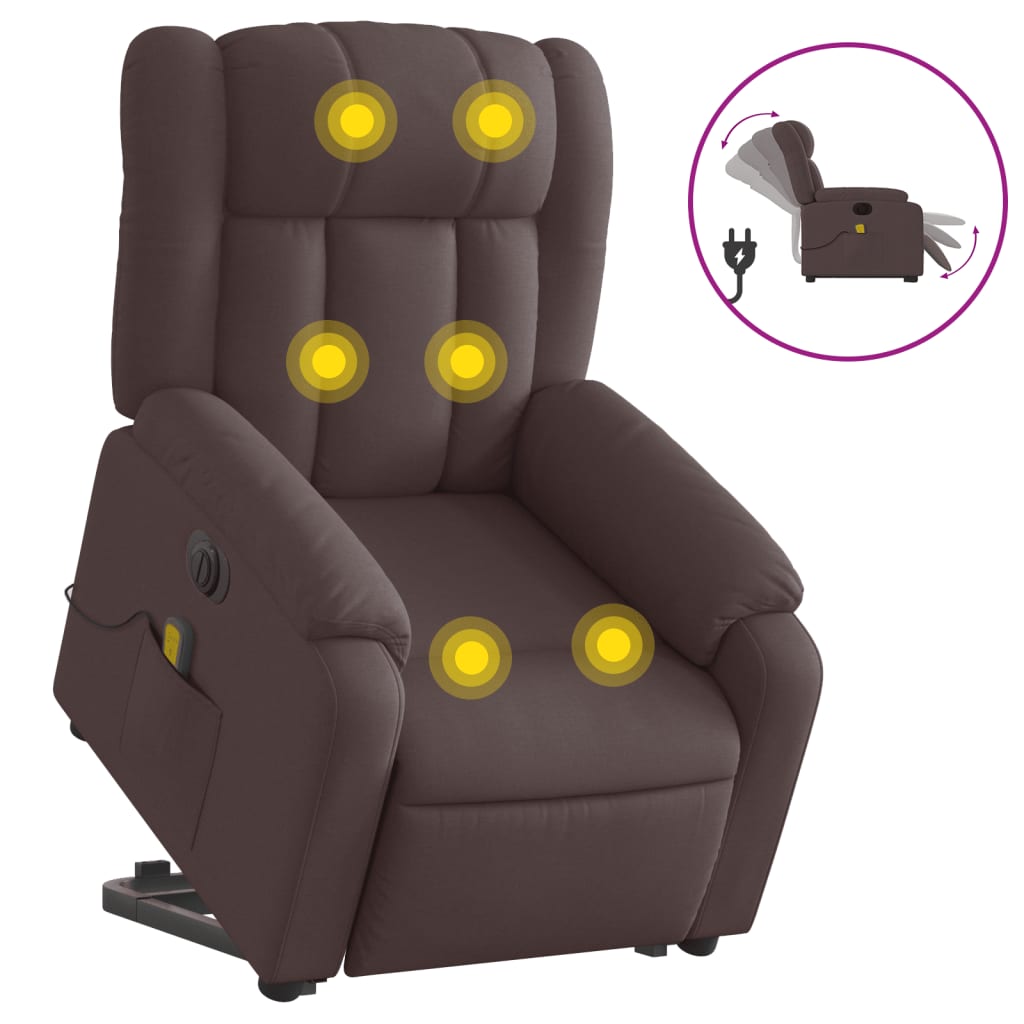 Sta-op-massagestoel elektrisch verstelbaar stof donkerbruin is nu te koop bij PeponiXL, paradijselijk wonen!