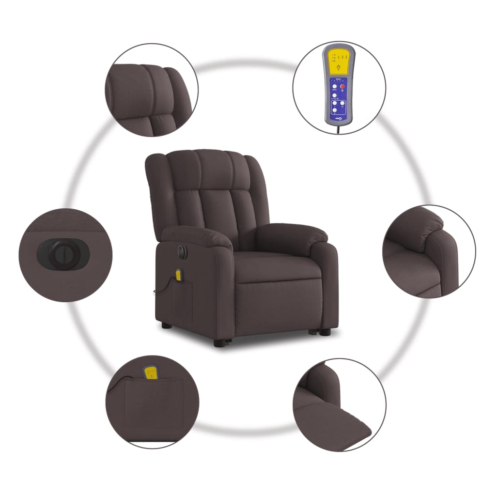 Sta-op-massagestoel elektrisch verstelbaar stof donkerbruin is nu te koop bij PeponiXL, paradijselijk wonen!