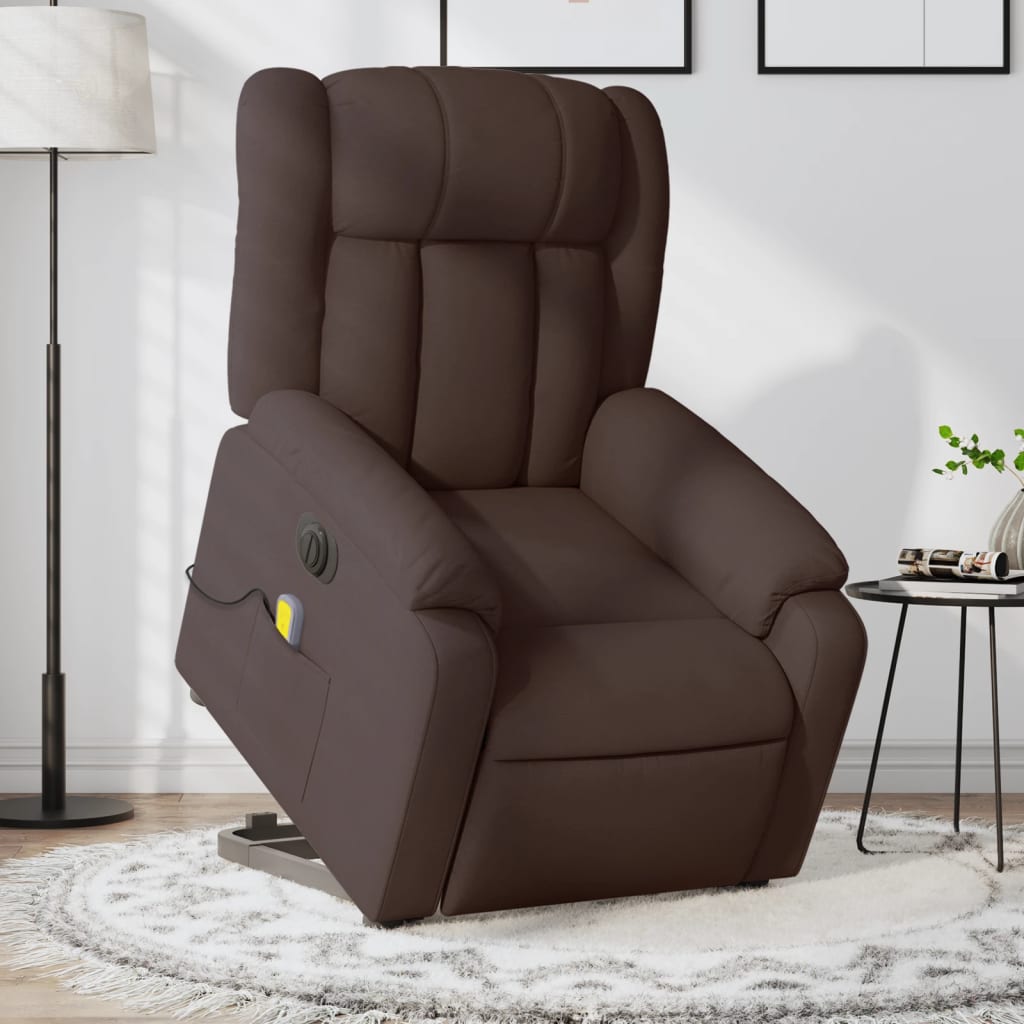 Sta-op-massagestoel elektrisch verstelbaar stof donkerbruin is nu te koop bij PeponiXL, paradijselijk wonen!