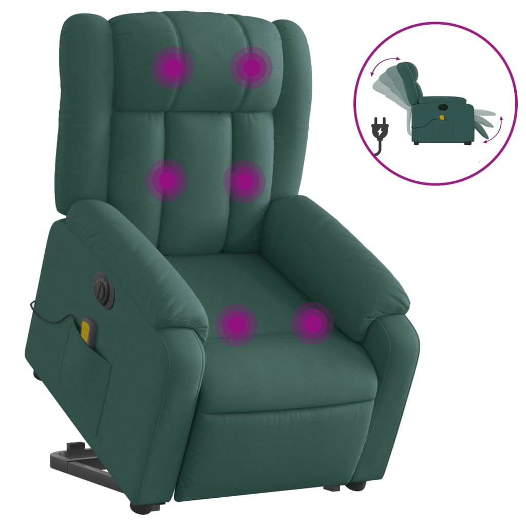 Sta-op-massagestoel elektrisch verstelbaar stof donkergroen is nu te koop bij PeponiXL, paradijselijk wonen!