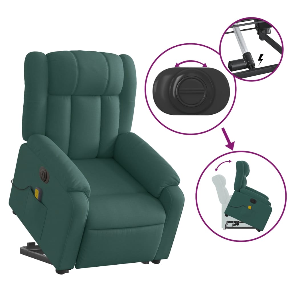 Sta-op-massagestoel elektrisch verstelbaar stof donkergroen is nu te koop bij PeponiXL, paradijselijk wonen!