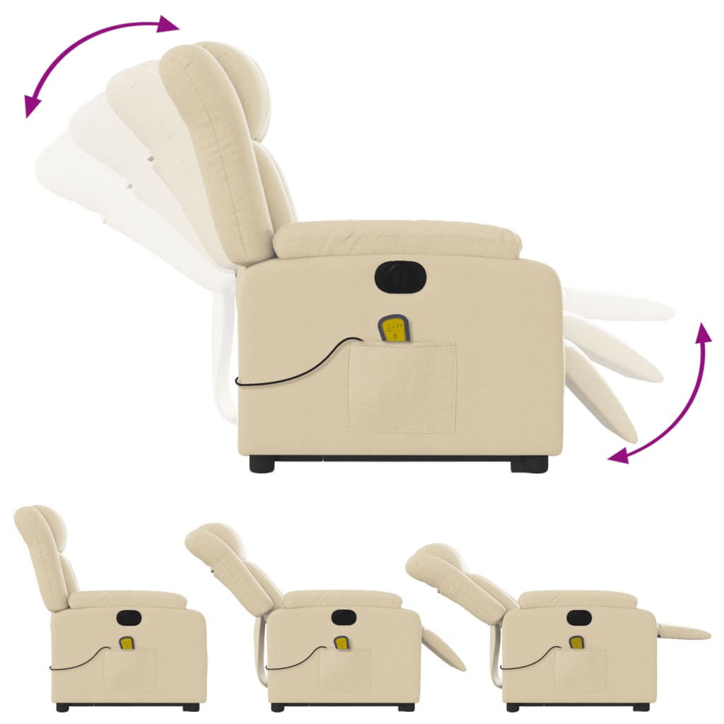 Sta-op-massagestoel elektrisch verstelbaar stof crèmekleurig is nu te koop bij PeponiXL, paradijselijk wonen!