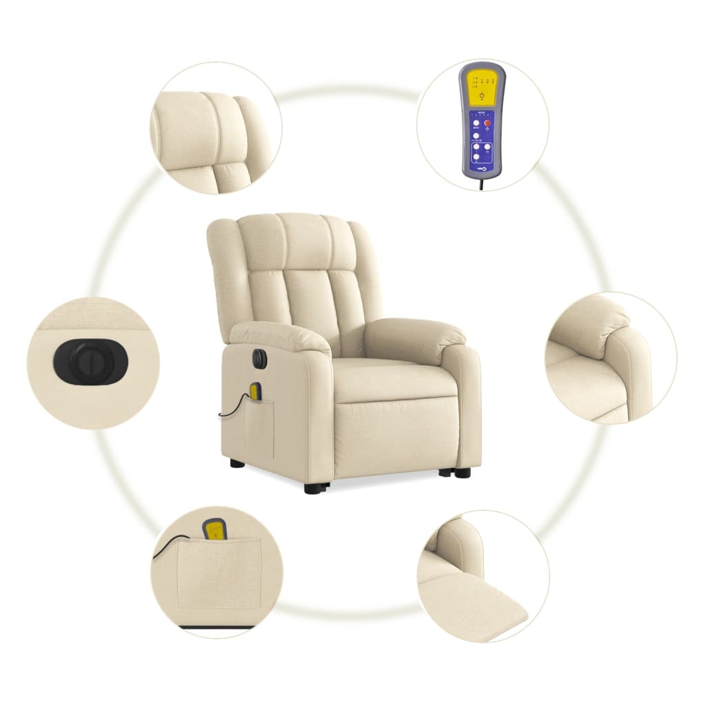 Sta-op-massagestoel elektrisch verstelbaar stof crèmekleurig is nu te koop bij PeponiXL, paradijselijk wonen!