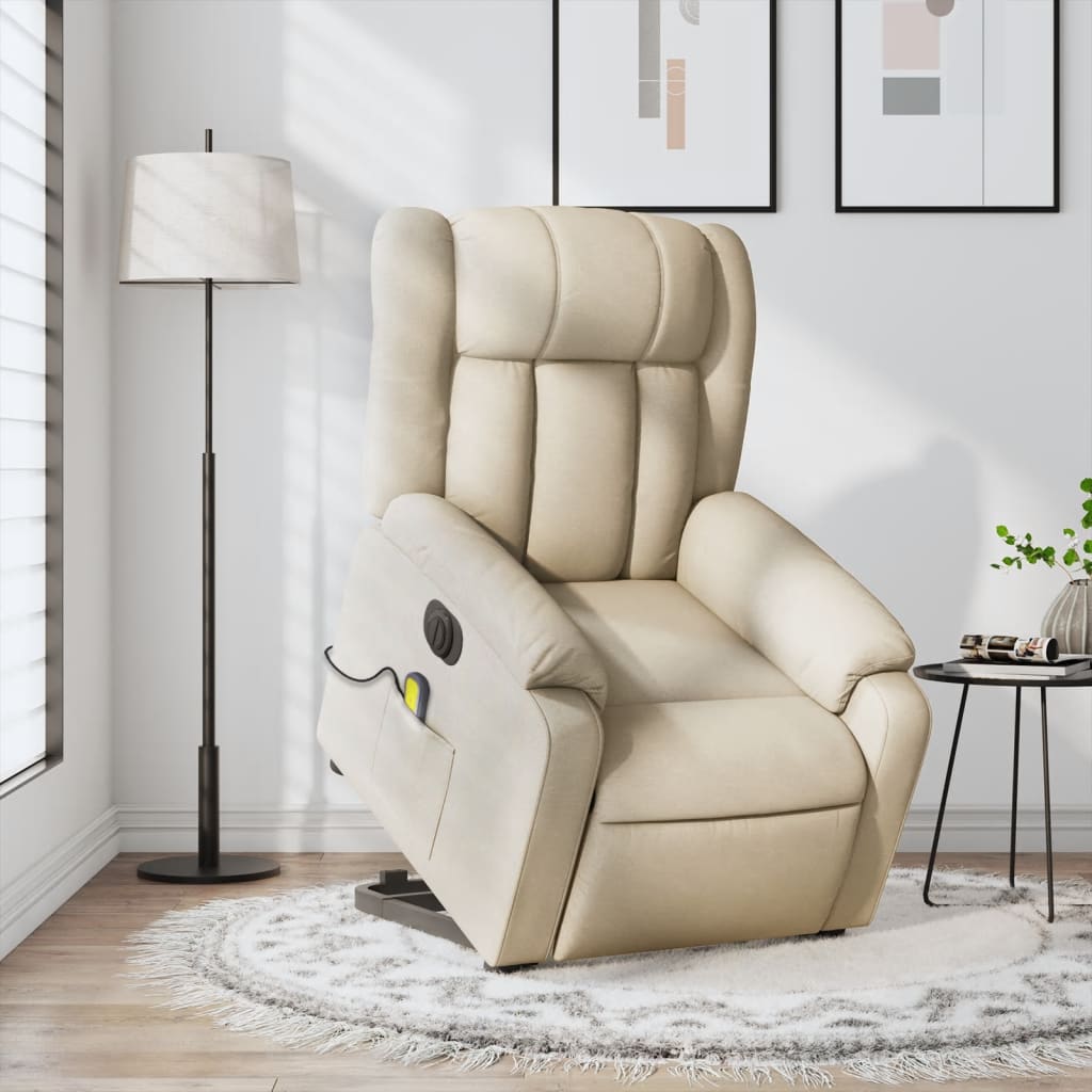 Sta-op-massagestoel elektrisch verstelbaar stof crèmekleurig is nu te koop bij PeponiXL, paradijselijk wonen!