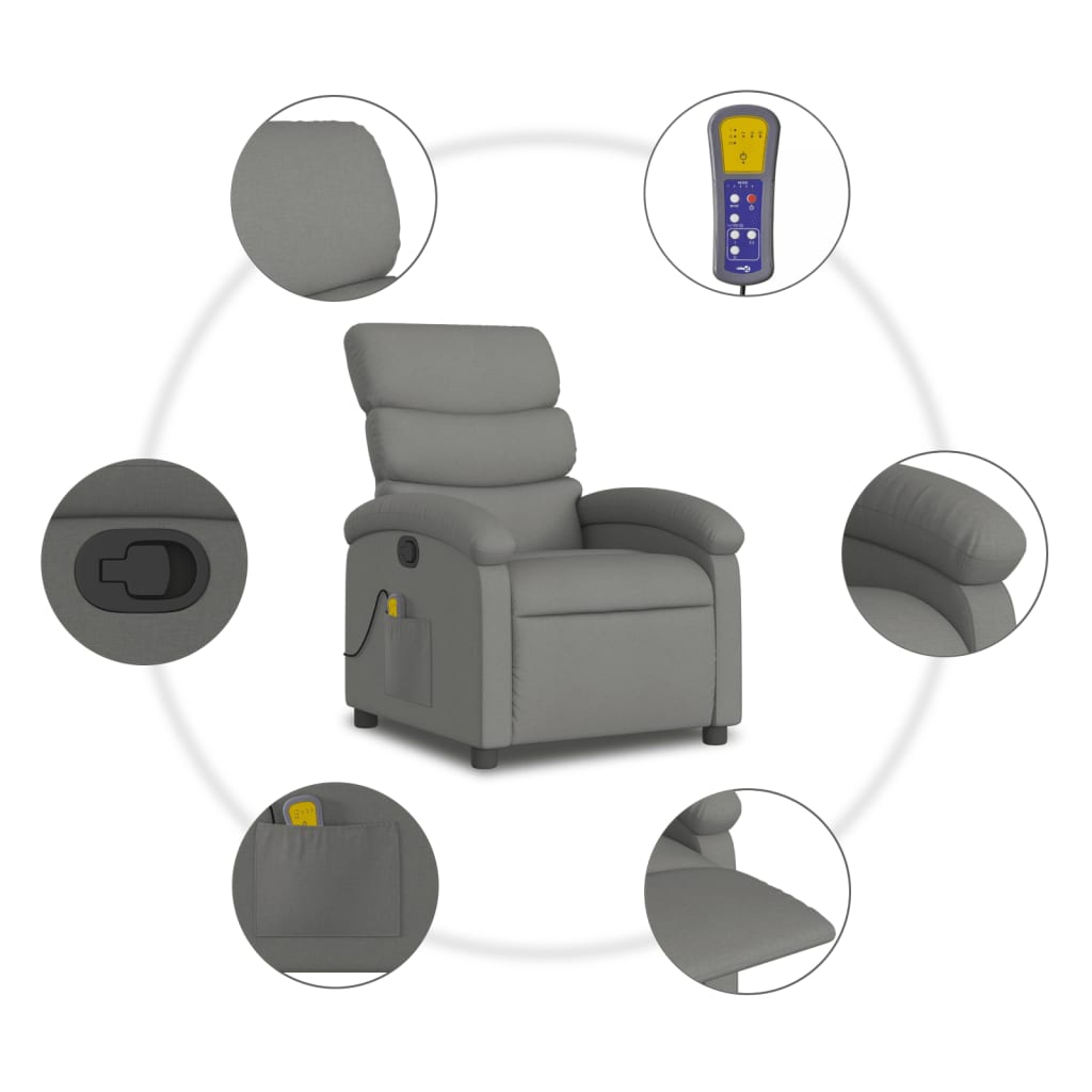 Massagestoel in donkergrijze stof is nu te koop bij PeponiXL, paradijselijk wonen!