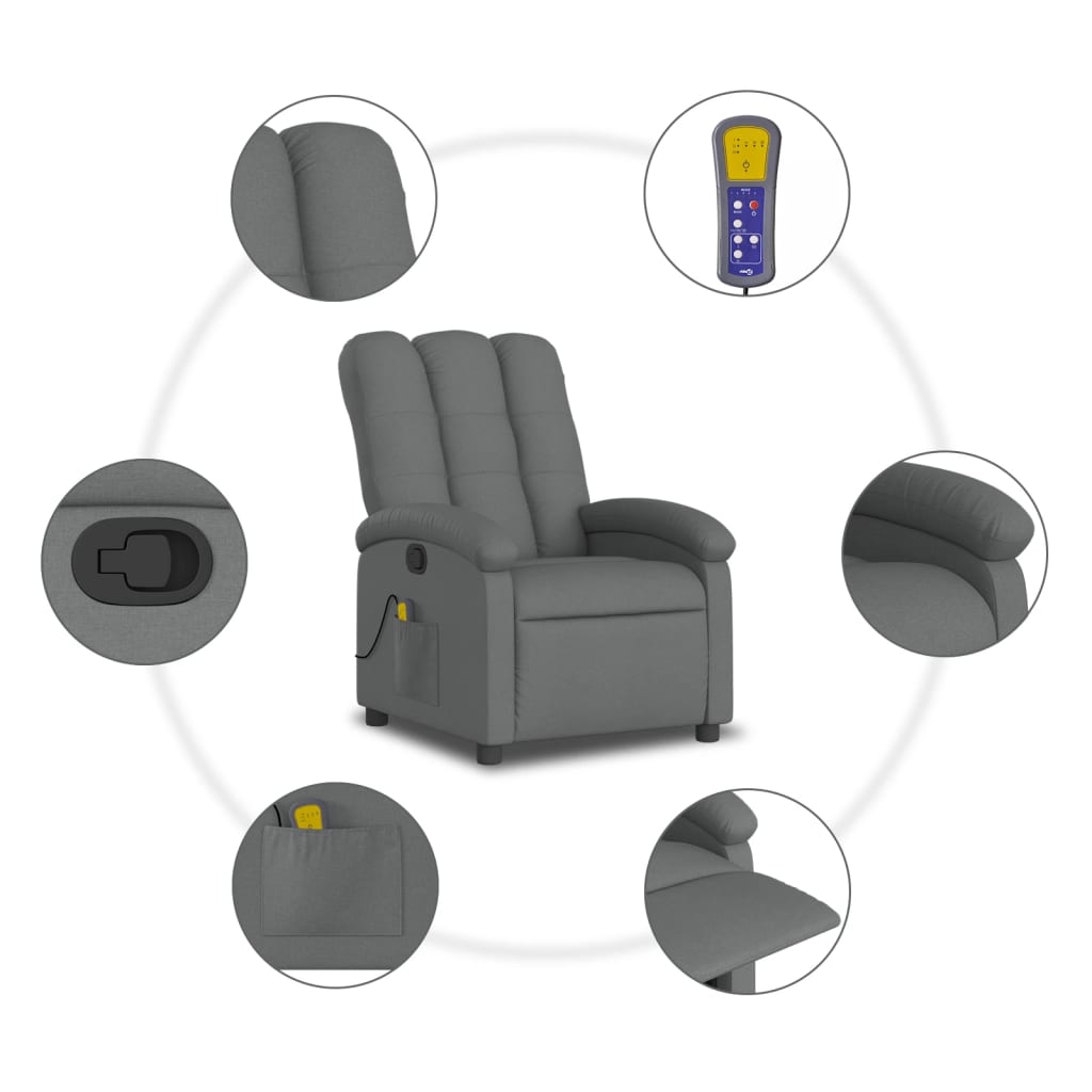 Massagestoel in donkergrijze stof is nu te koop bij PeponiXL, paradijselijk wonen!