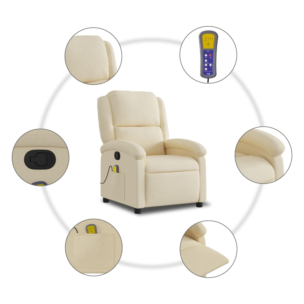 Massagestoel met crèmekleurige stof is nu te koop bij PeponiXL, paradijselijk wonen!
