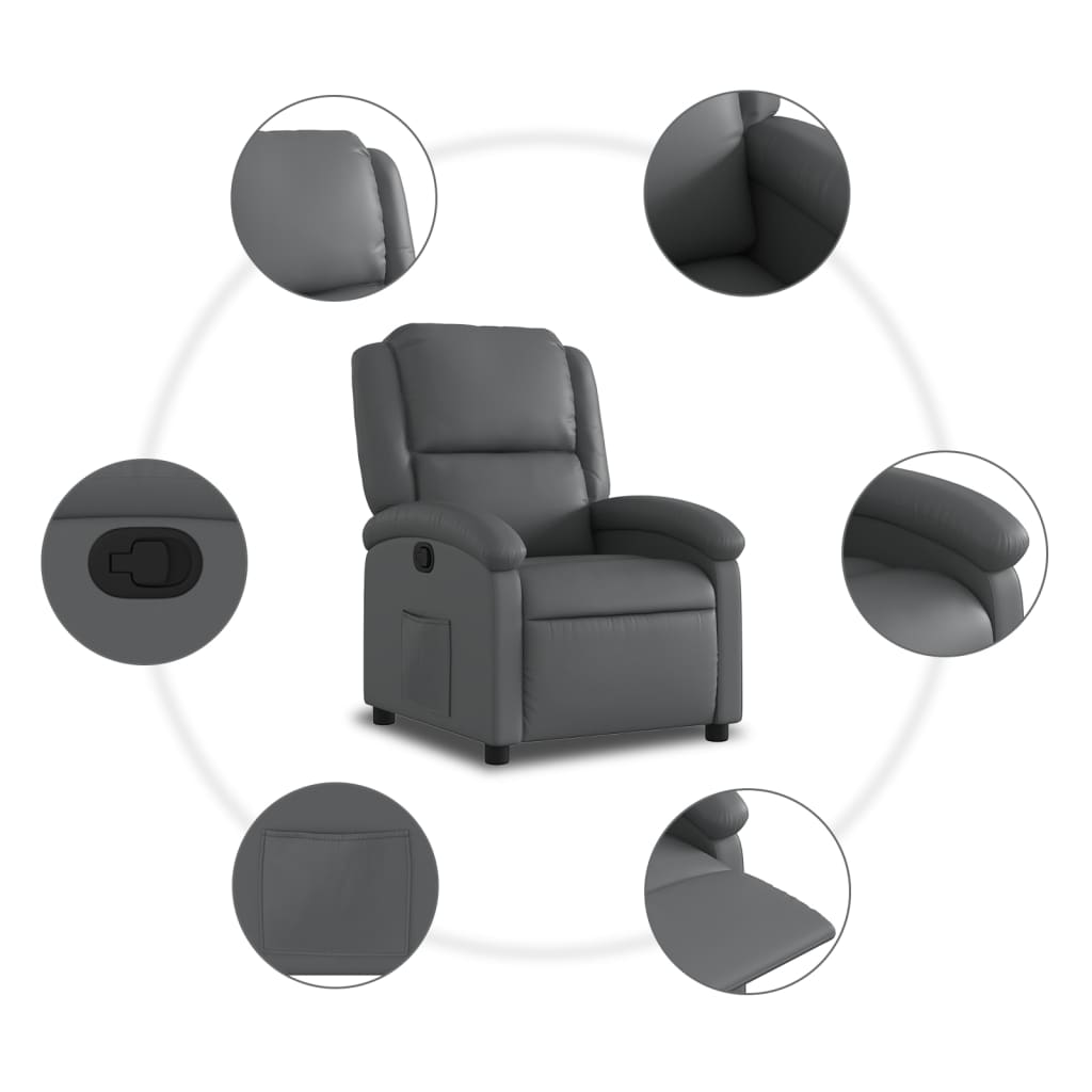 Relaxfauteuil grijs kunstleer is nu te koop bij PeponiXL, paradijselijk wonen!