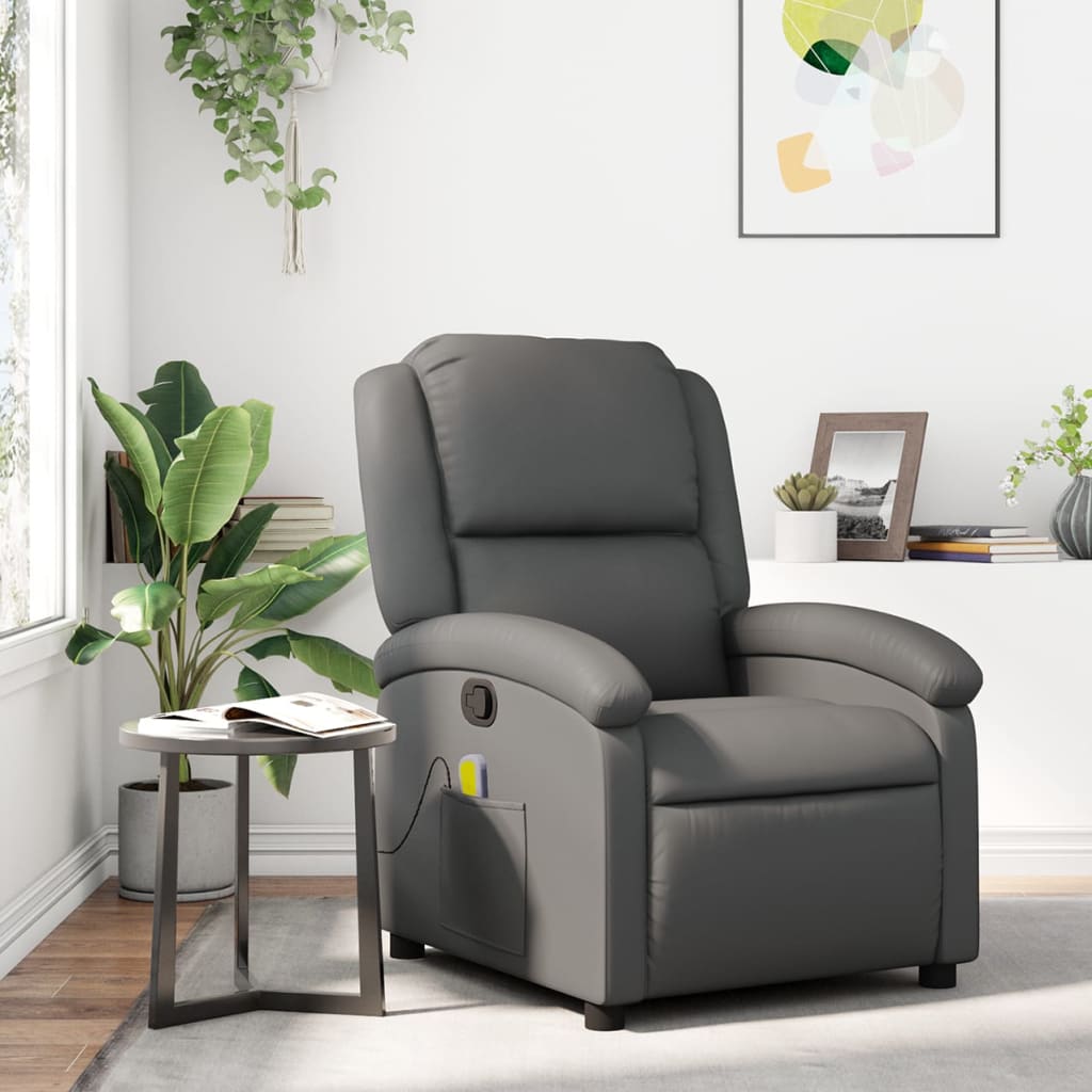 Massagestoel van grijs kunstleer is nu te koop bij PeponiXL, paradijselijk wonen!