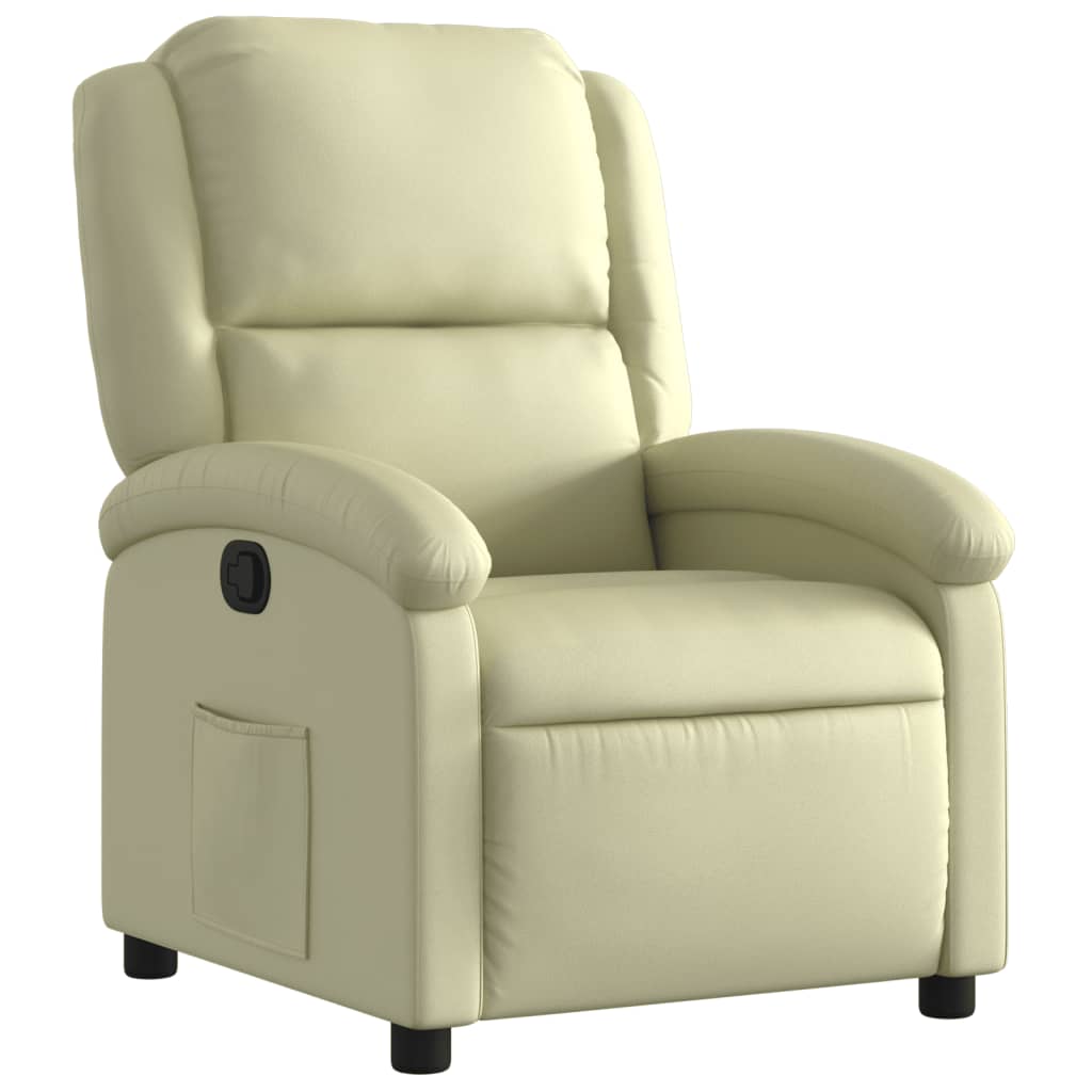 Relaxfauteuil crèmekleurig echt leer is nu te koop bij PeponiXL, paradijselijk wonen!