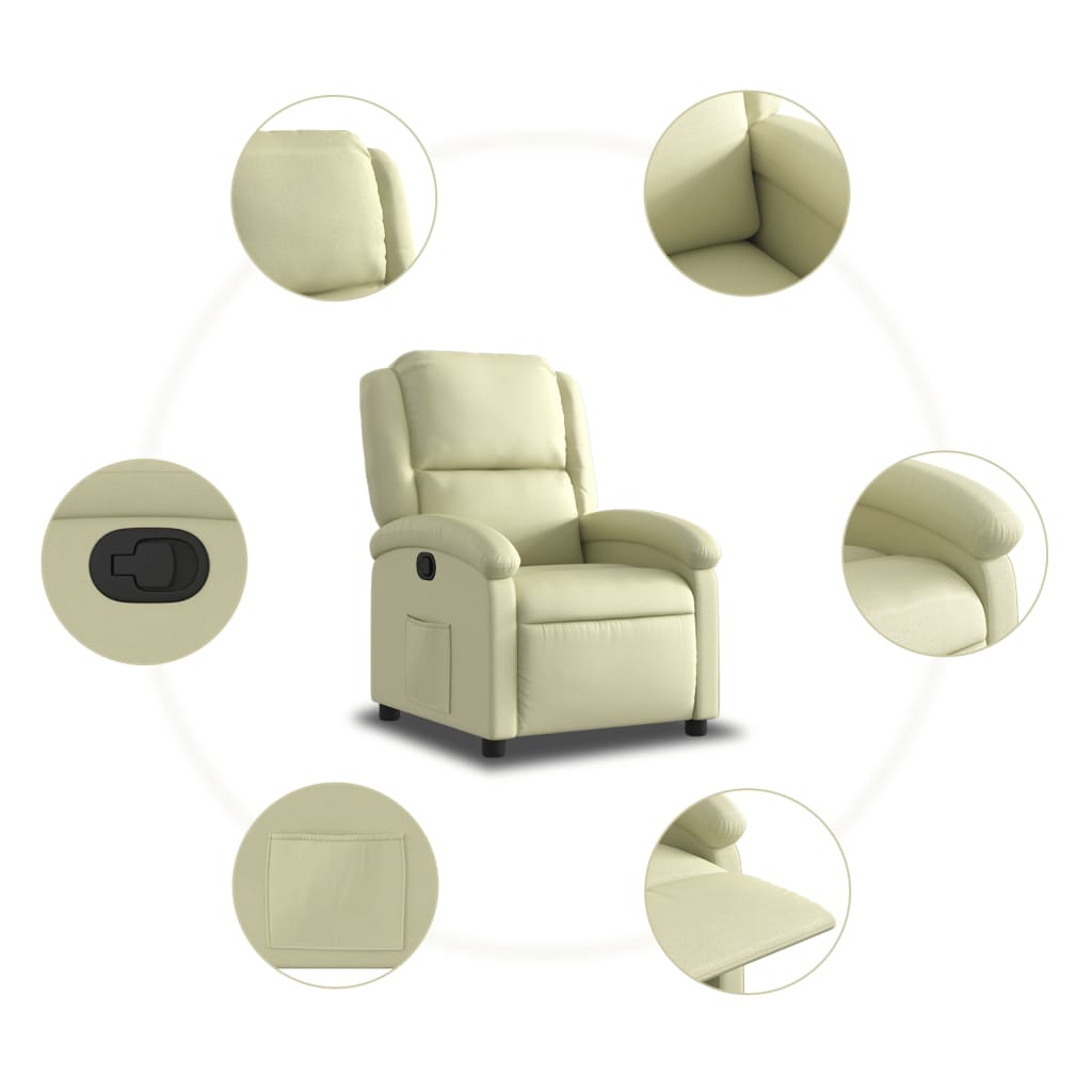 Relaxfauteuil crèmekleurig echt leer is nu te koop bij PeponiXL, paradijselijk wonen!