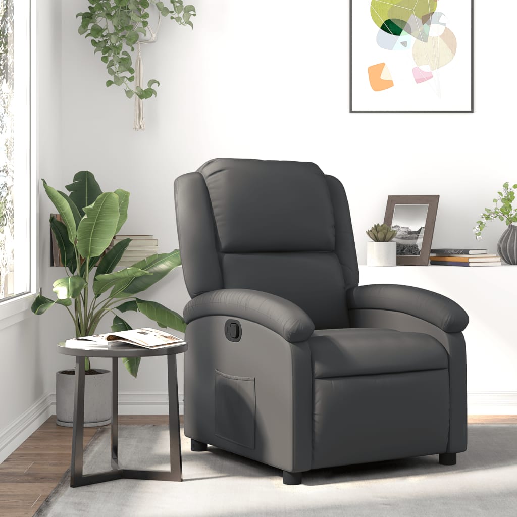 Relaxfauteuil Grijs Echt Leer is nu te koop bij PeponiXL, paradijselijk wonen!