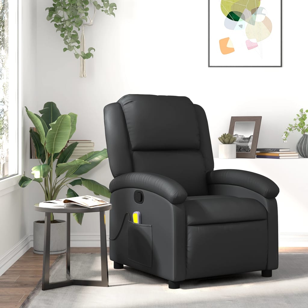 Massagestoel van echt leer, zwart is nu te koop bij PeponiXL, paradijselijk wonen!