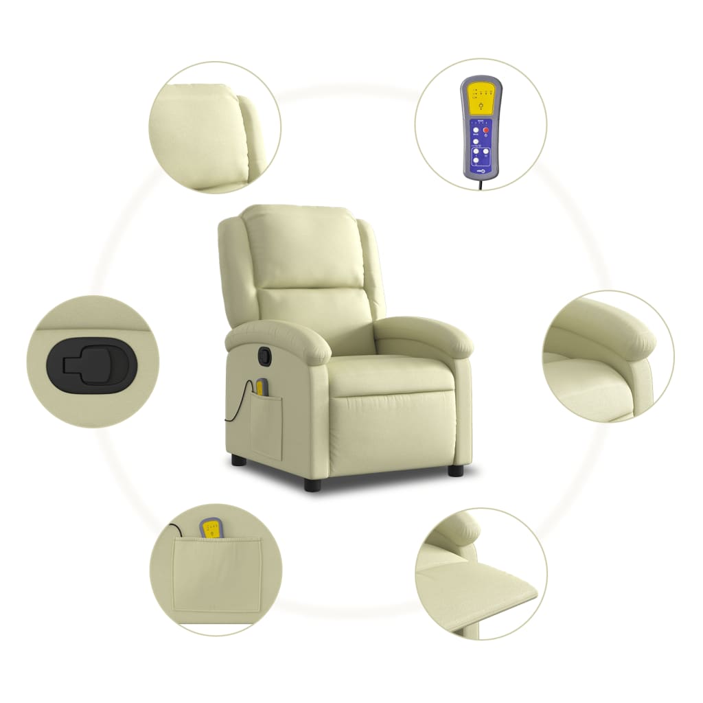 Massagestoel van echt leer, crèmekleurig is nu te koop bij PeponiXL, paradijselijk wonen!