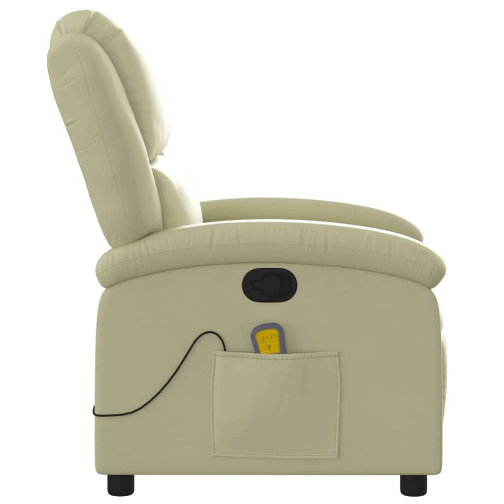 Massagestoel van echt leer, crèmekleurig is nu te koop bij PeponiXL, paradijselijk wonen!