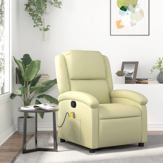 Massagestoel van echt leer, crèmekleurig is nu te koop bij PeponiXL, paradijselijk wonen!