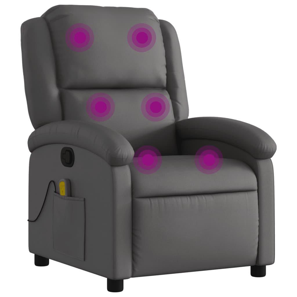 Massagestoel van echt leer, grijs is nu te koop bij PeponiXL, paradijselijk wonen!