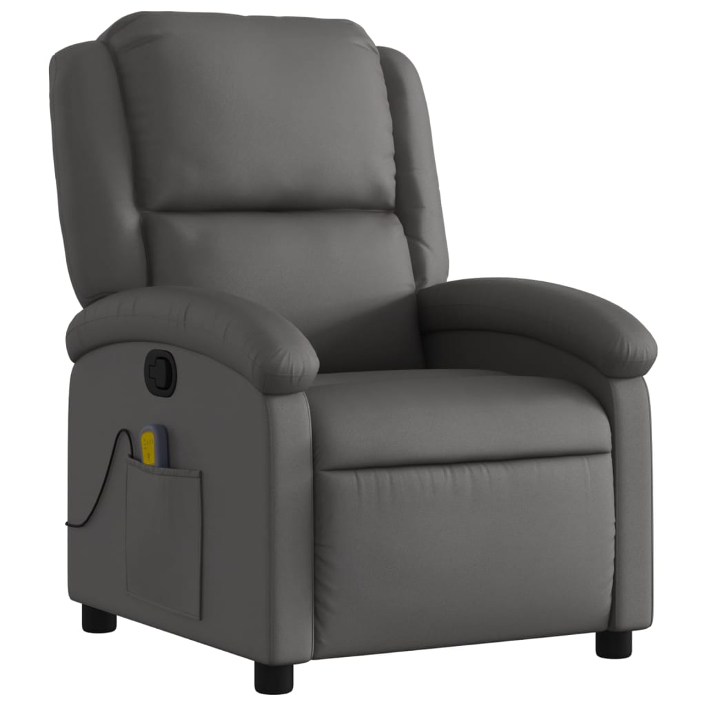 Massagestoel van echt leer, grijs is nu te koop bij PeponiXL, paradijselijk wonen!