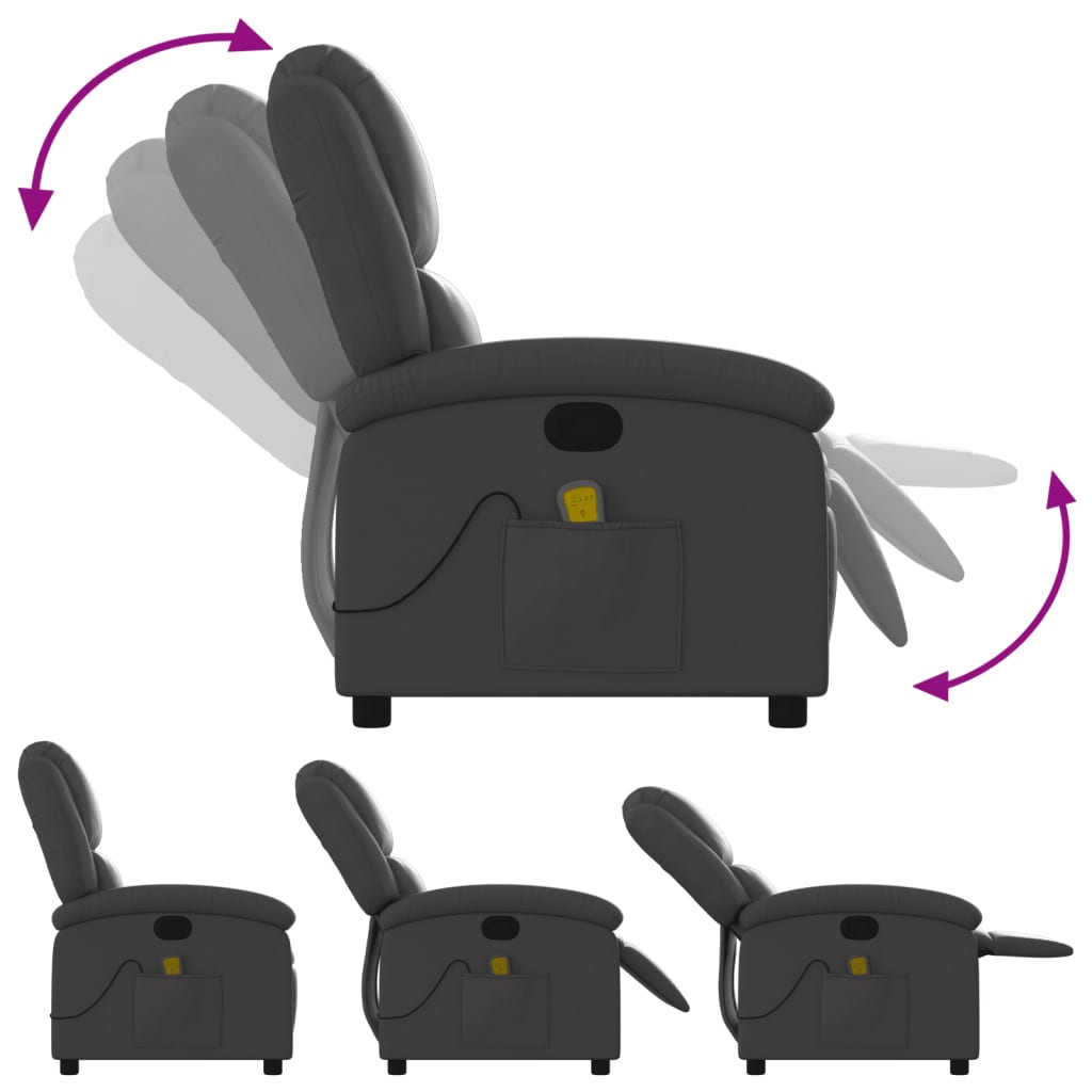Massagestoel van echt leer, grijs is nu te koop bij PeponiXL, paradijselijk wonen!