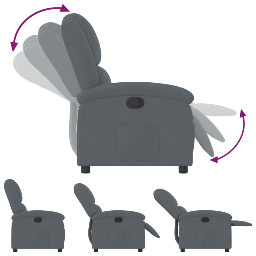 Relaxfauteuil Donkergrijs Fluweel is nu te koop bij PeponiXL, paradijselijk wonen!