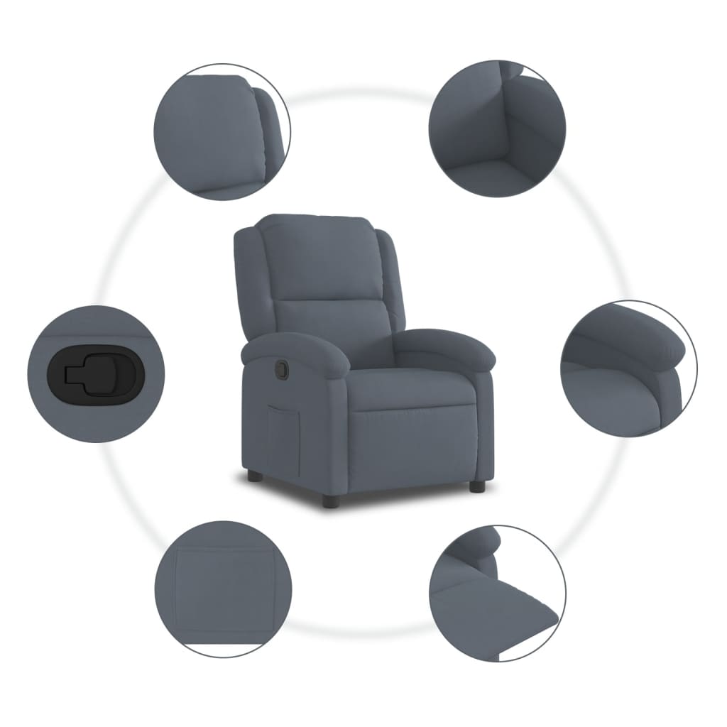Relaxfauteuil Donkergrijs Fluweel is nu te koop bij PeponiXL, paradijselijk wonen!